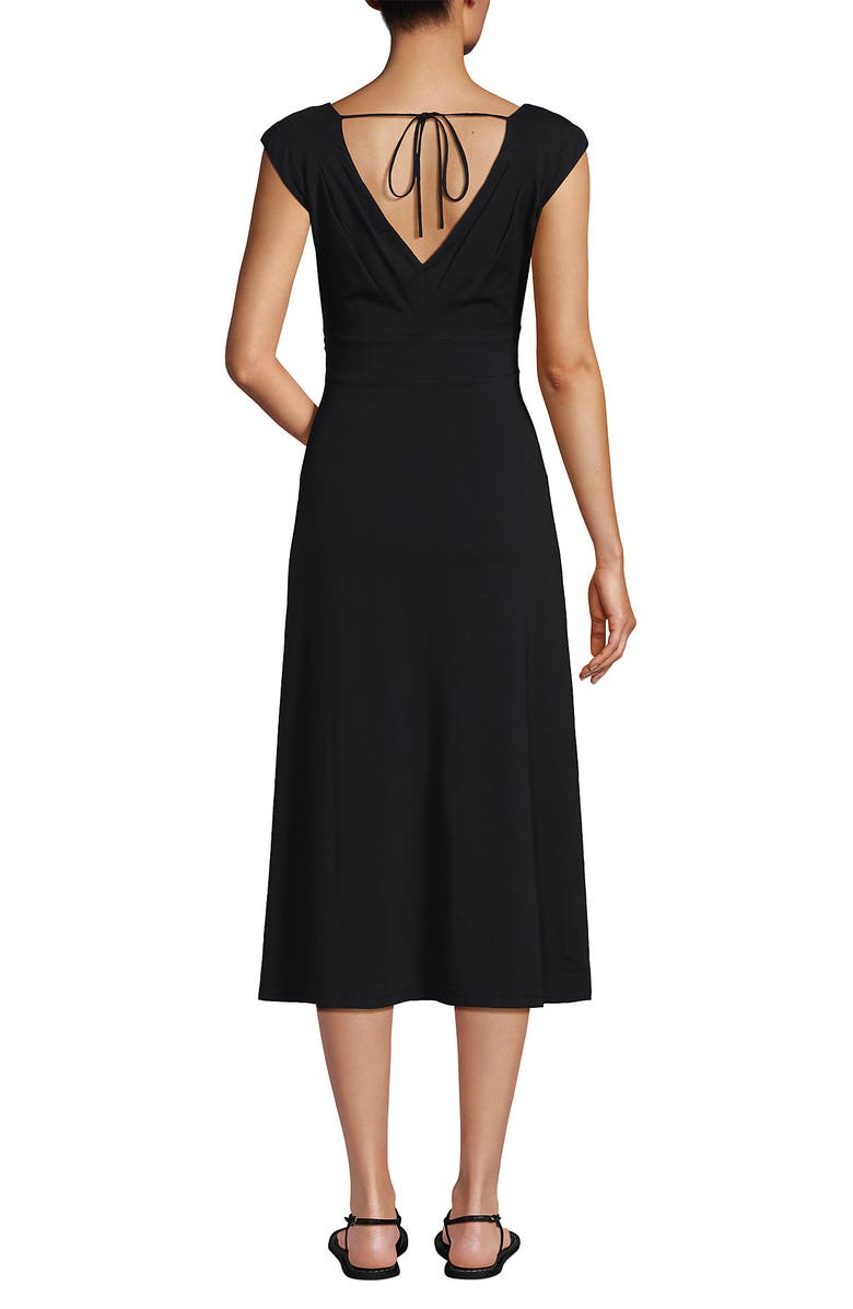 Lands' End Cotton Modal Off the Shoulder Wrap Midi Dress, Alternate, color, Black