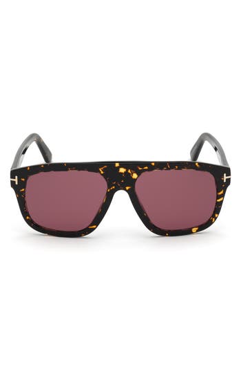 Tom Ford 56mm Gradient Square Sunglasses In Dark Havana