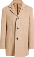 Zanella Drake Wool & Cashmere Herringbone Overcoat with Removable Quilted Bib