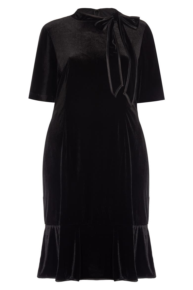 Adrianna Papell Tie Neck Velvet Dress (Women)
