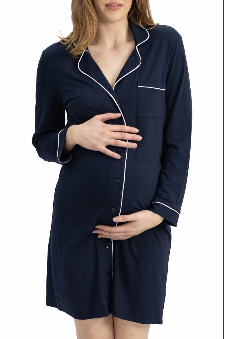Maternity/Nursing Nightshirt, Main, color, NAVY