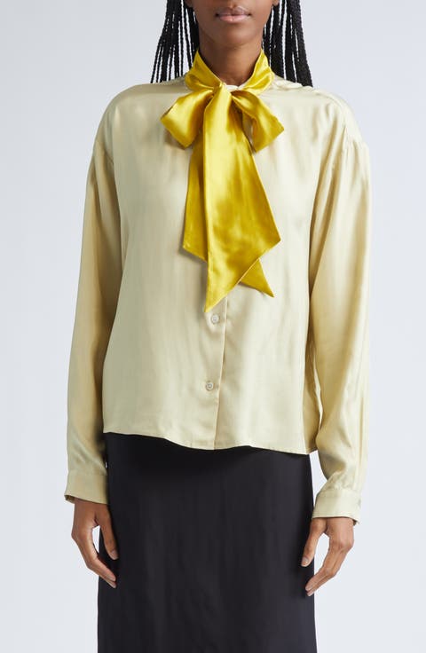 Boxy Fit Button-Up with Scarf