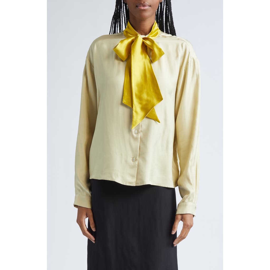 Marni Boxy Fit Button-Up with Scarf in Pearl  product