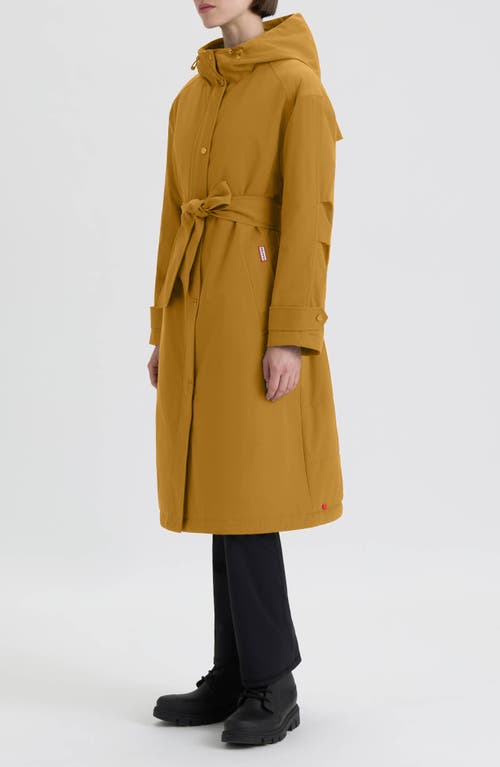Hunter Violet Hooded Long Trench Coat In Yellow