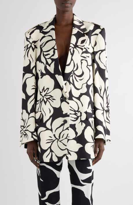 Tropical Floral Print Satin Jacket