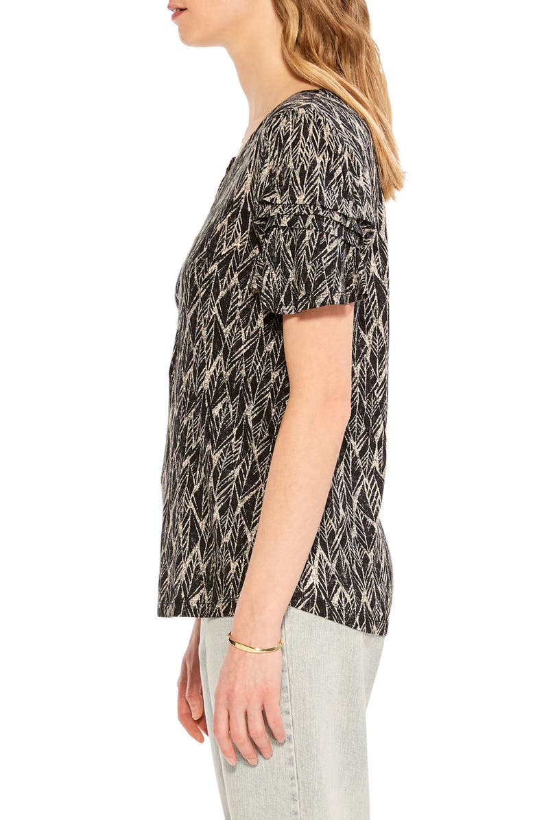 NZT by NIC+ZOE Sketched Leaves Knit Flutter Sleeve Top, Alternate, color, 