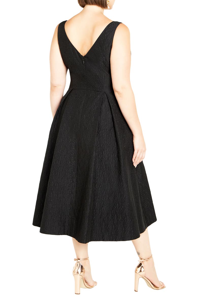 Estella Jacquard Midi Dress, Alternate, color, BLACK