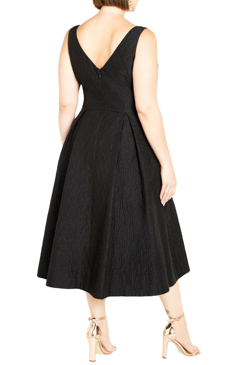 City Chic Estella Jacquard Midi Dress, Alternate, color, Black