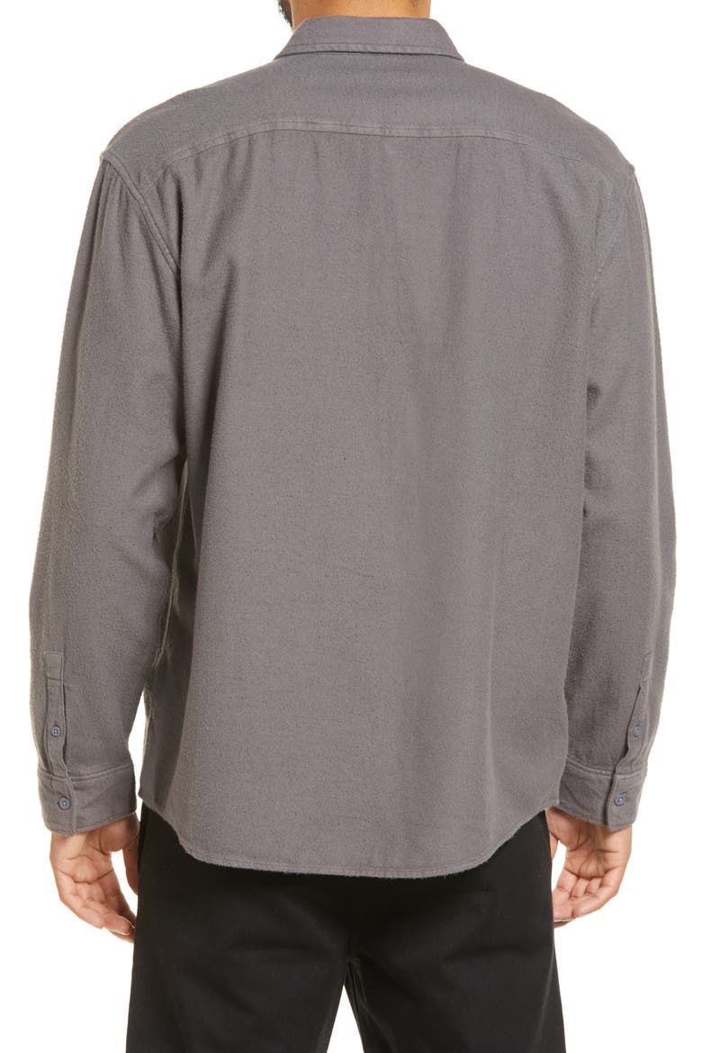 Solid Flannel Button-Up Shirt, Alternate, color, GREY TORNADO - GREY GRINDLE