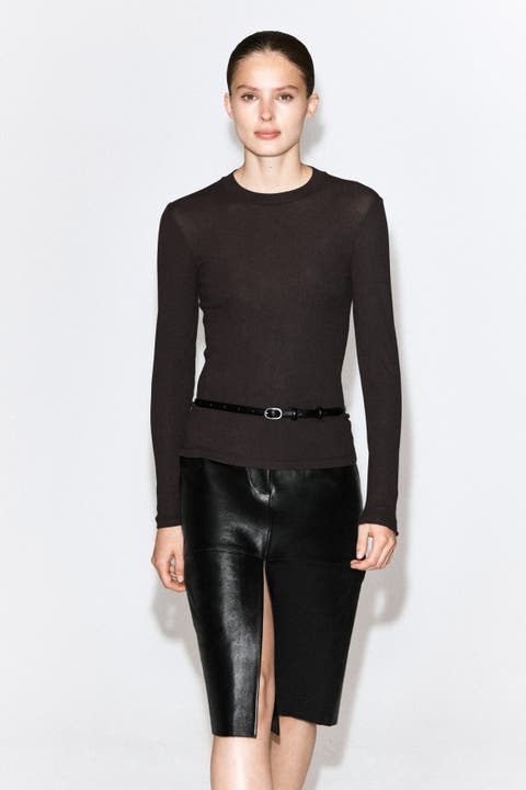 Crepe-Jersey Long-Sleeved T-Shirt
