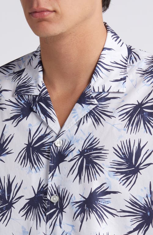Hugo Boss Boss Drew Palm Print Stretch Camp Shirt In White