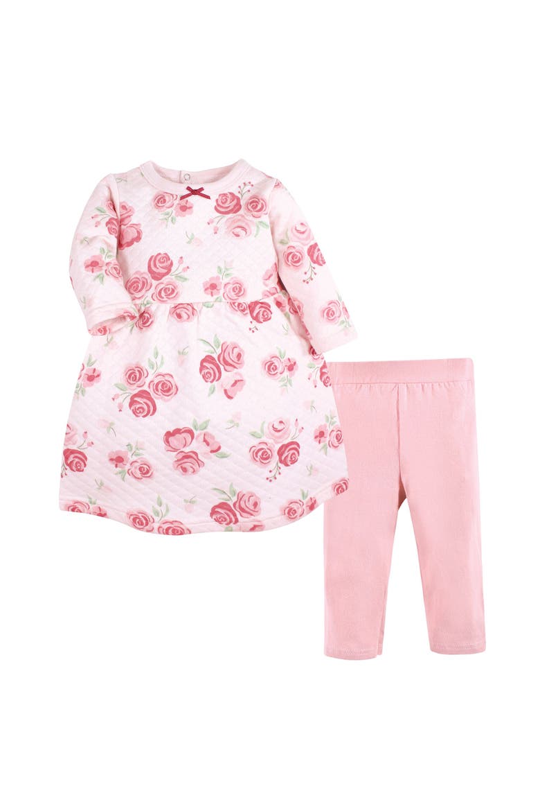 Quilted Cotton Dress and Leggings, Main, color, Blush Rose