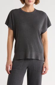 Splendid Ribbed Short Sleeve Sweater