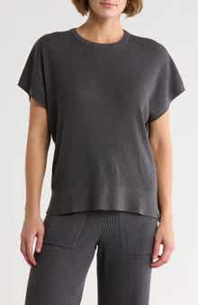 Splendid Ribbed Short Sleeve Sweater