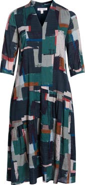 Seasalt Cornwall Windblown Geo Print Organic Cotton Blend Midi Dress