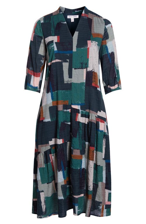 Seasalt Cornwall Windblown Geo Print Organic Cotton Blend Midi Dress In Multi