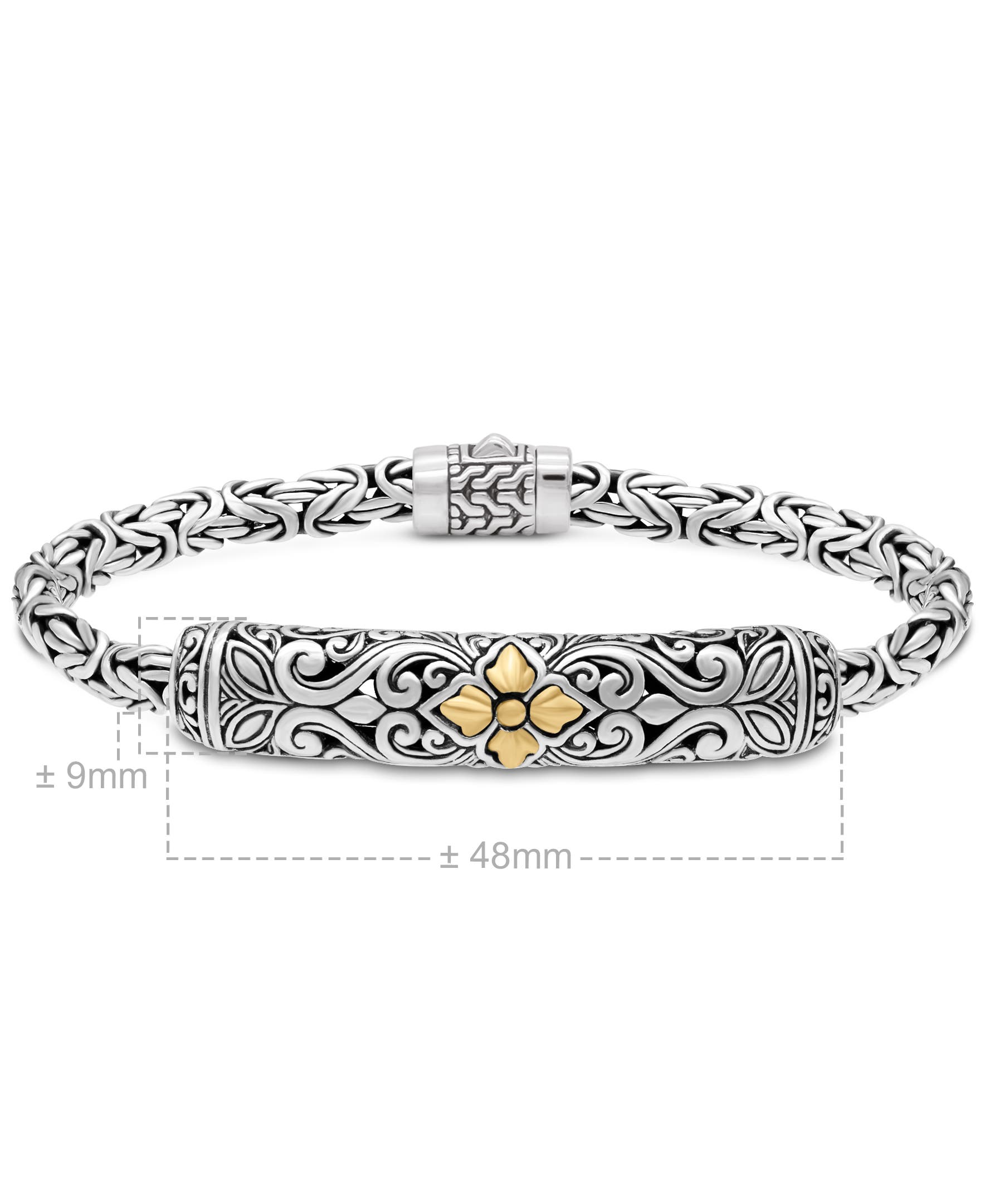 DEVATA Maple Leaf on Filigree with Borobudur Chain Bracelet in Sterling ...