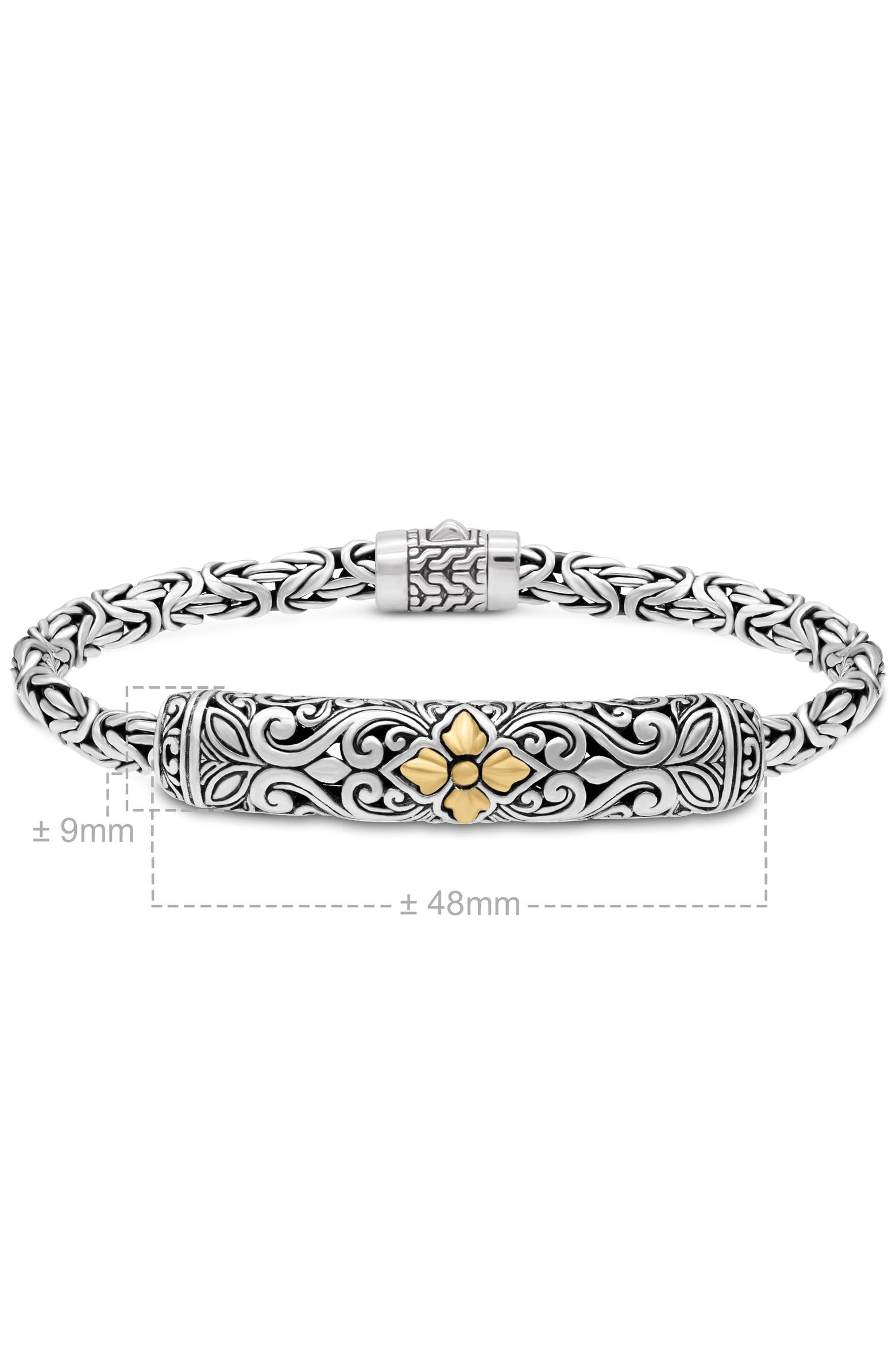 Devatea DEVATA Maple Leaf on Filigree with Borobudur Chain Bracelet in Sterling ...