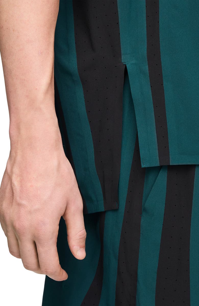 Y-3 Mesh Panel Woven Shirt, Alternate, color, Green