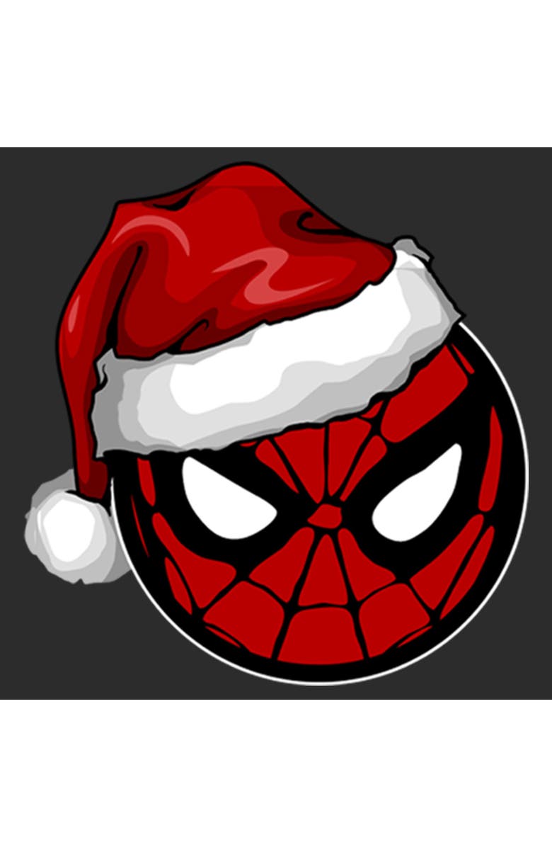 Marvel Women
s Marvel Spider-Man Masked Hero Santa Hat Icon  Graphic T-Shirt, Alternate, color, Black