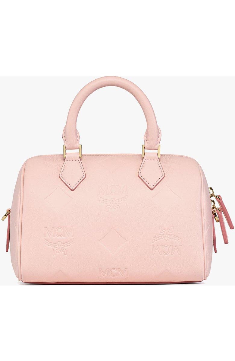 MCM Small Ella Boston Bag in Maxi Monogram Leather, Alternate, color, Lotus Pink