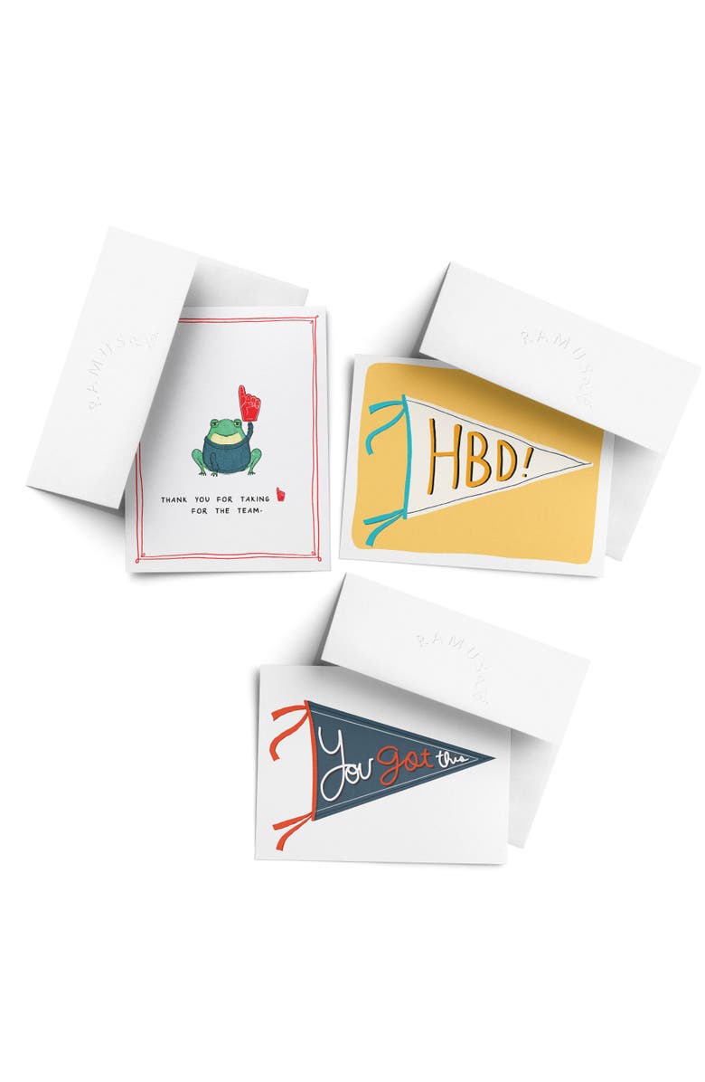 Ramus & Co Everyday Greeting Card Pack Sets (3 ct, Assorted) 1 For The Team, Pennant You Got This, Pennant HBD, Main, color, Multi-Pack