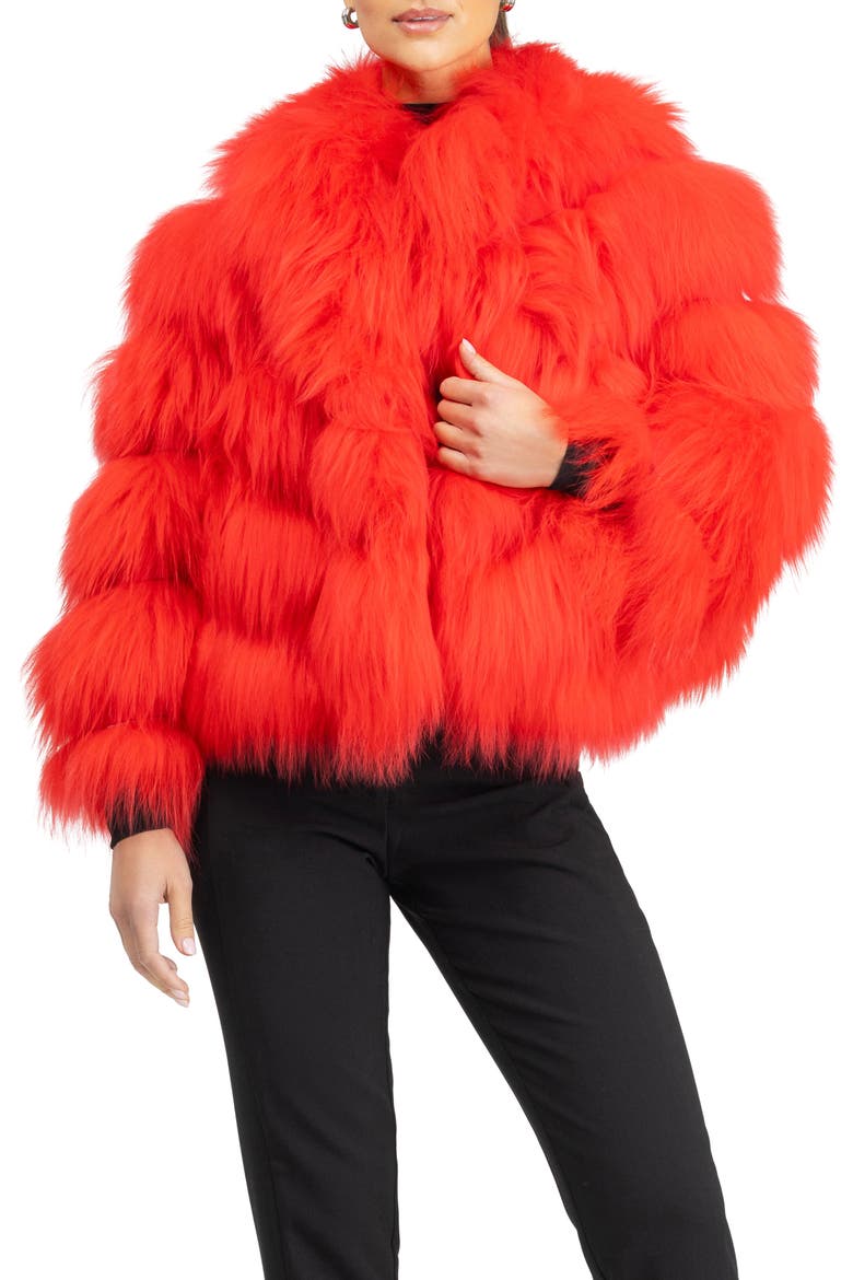Genuine Shearling Jacket, Main, color, RED