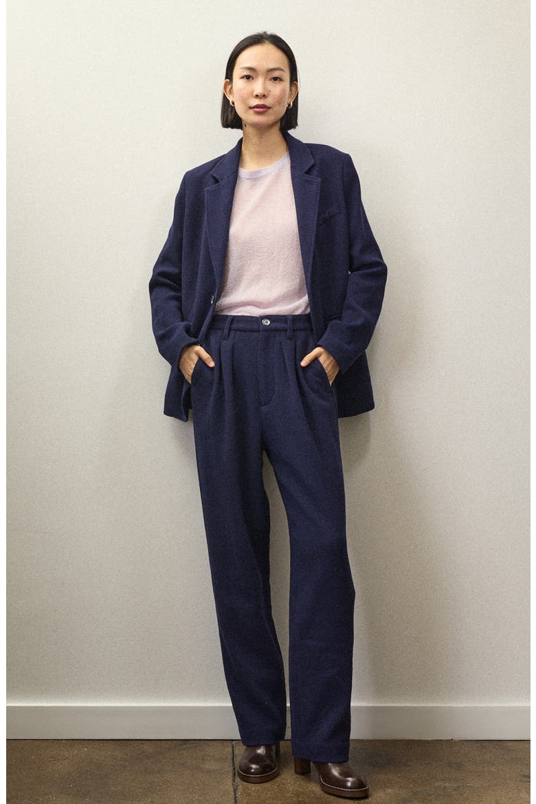 x Becky Malinsky Notch Lapel Wool Blazer, Alternate, color, EVENING BLUE