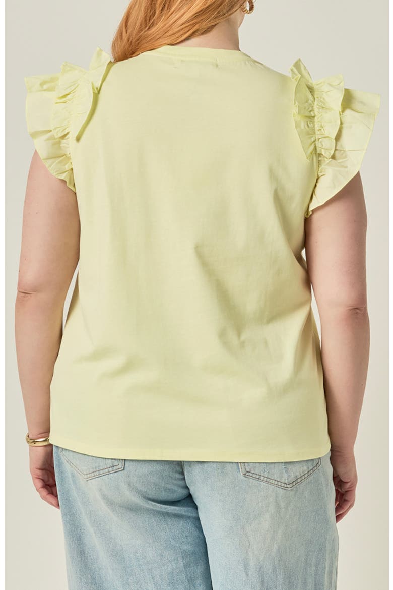 Mixed Media Ruffled Detail T-Shirt, Alternate, color, BUTTER YELLOW
