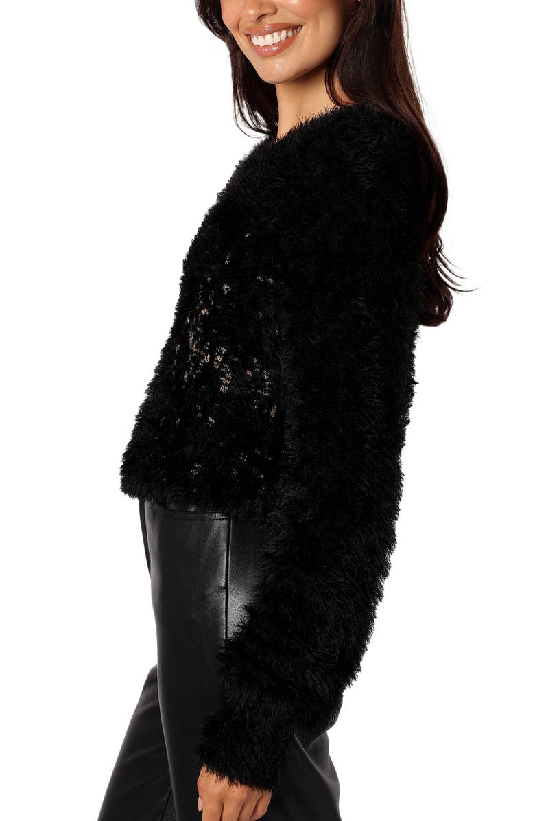 Petal & Pup Sabrina Faux Fur Sweater, Alternate, color, Black