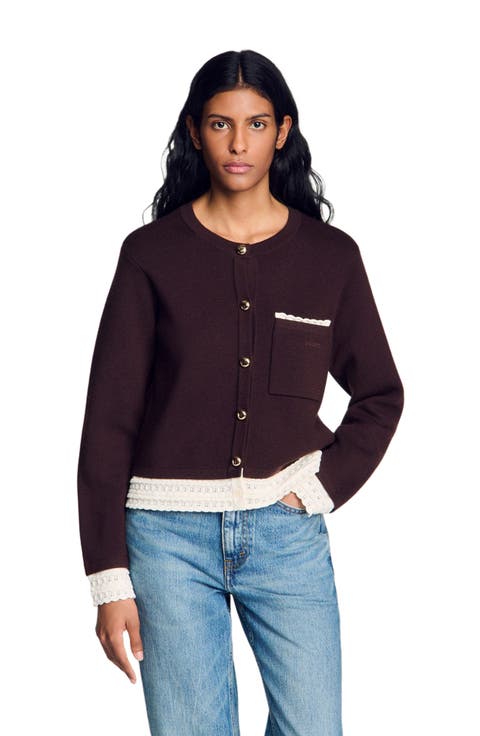 Cardigan with contrast lace