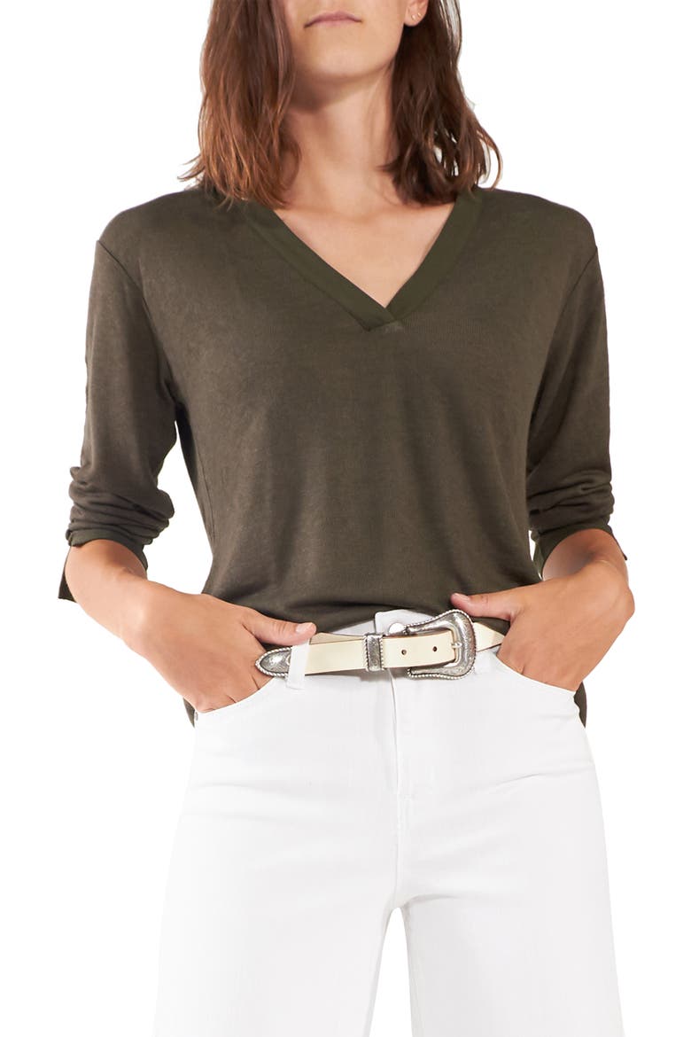 Gina Long Sleeve Mixed Media Tee, Alternate, color, FOREST