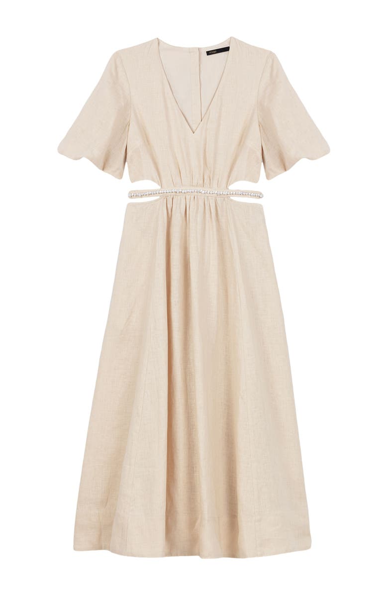 maje Linen maxi dress, Alternate, color, Beige