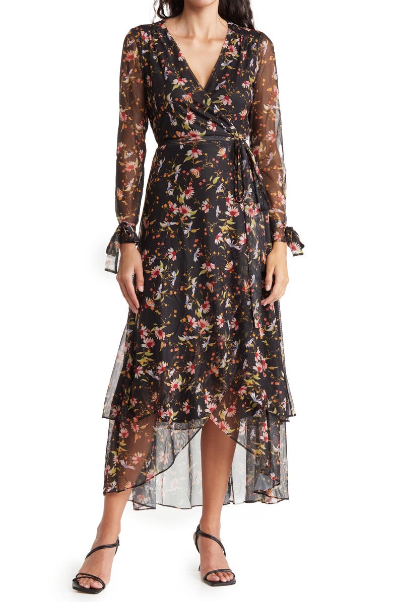 Laundry by Shelli Segal Power Mesh Faux Wrap Slip Dress, Main, color, 