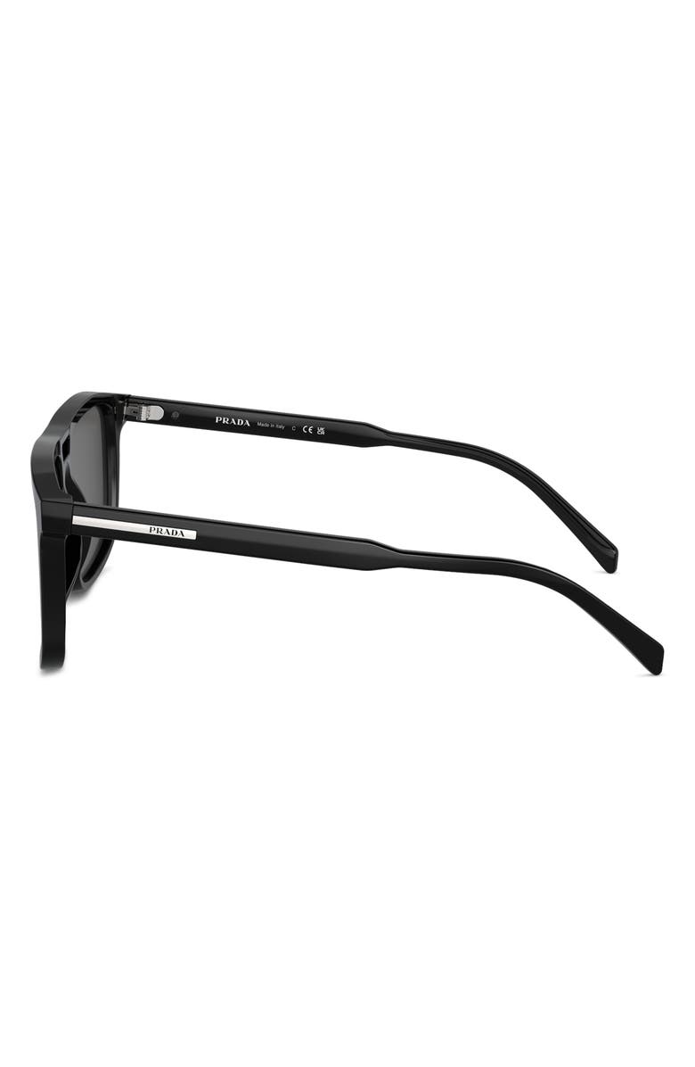 Prada 58mm Rectangular Sunglasses, Alternate, color, Black/ Grey