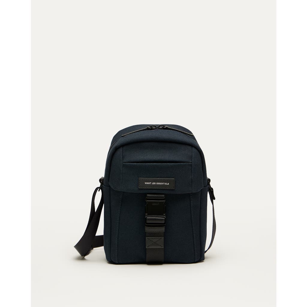 Want Les Essentiels De La Vie Want Les Essentiels Brantford Organic Cotton Canvas Crossbody Bag In Navy
