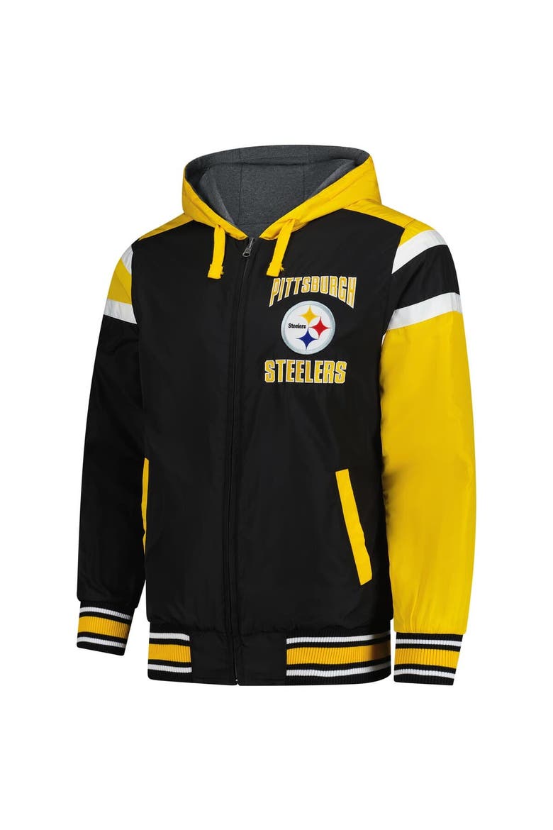 Men's G-III Sports by Carl Banks Black/Gray Pittsburgh Steelers Extreme Full Back Reversible Hoodie Full-Zip Jacket, Alternate, color, Black