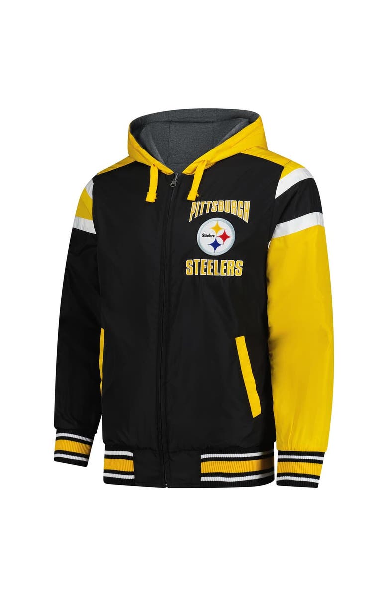 G-III SPORTS BY CARL BANKS Men's G-III Sports by Carl Banks Black/Gray Pittsburgh Steelers Extreme Full Back Reversible Hoodie Full-Zip Jacket, Alternate, color, Black