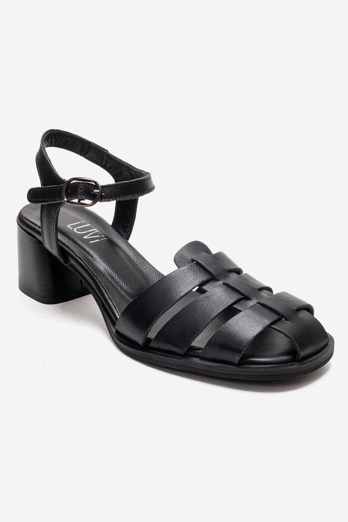 Forever & Always Shoes Devora Leather Block Heel Sandal, Alternate, color, Black