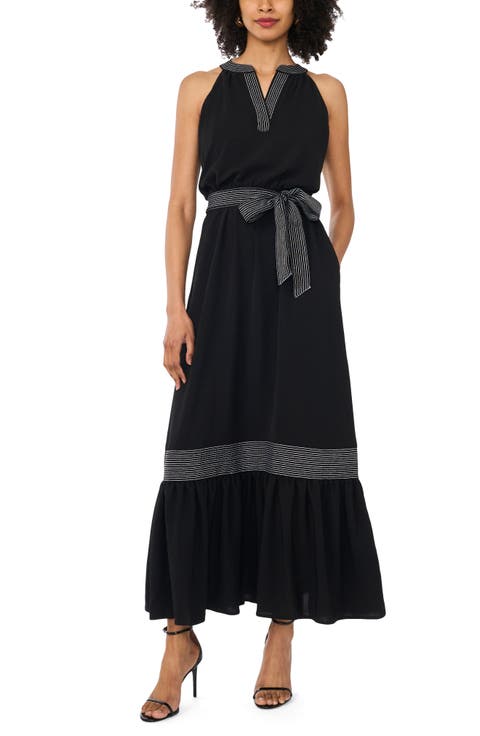 Trapunto Contrast Stitch Maxi Dress