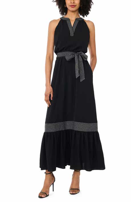 Trapunto Contrast Stitch Maxi Dress