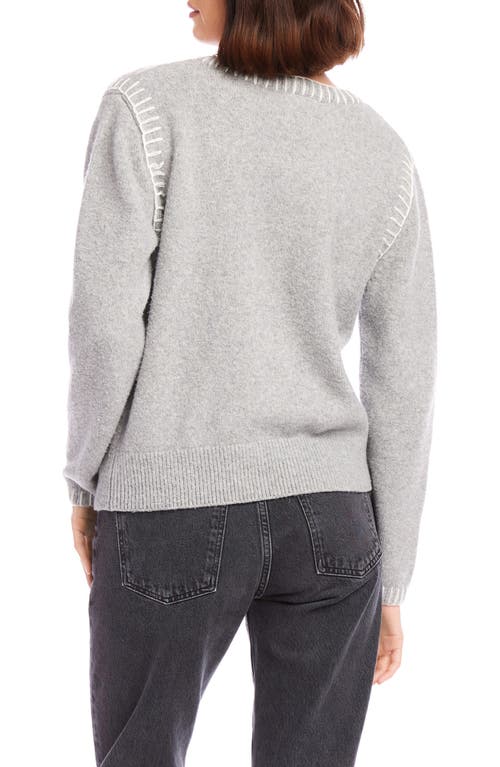 Fifteen Twenty Ali Stitch V-neck Sweater In Gray In Gray