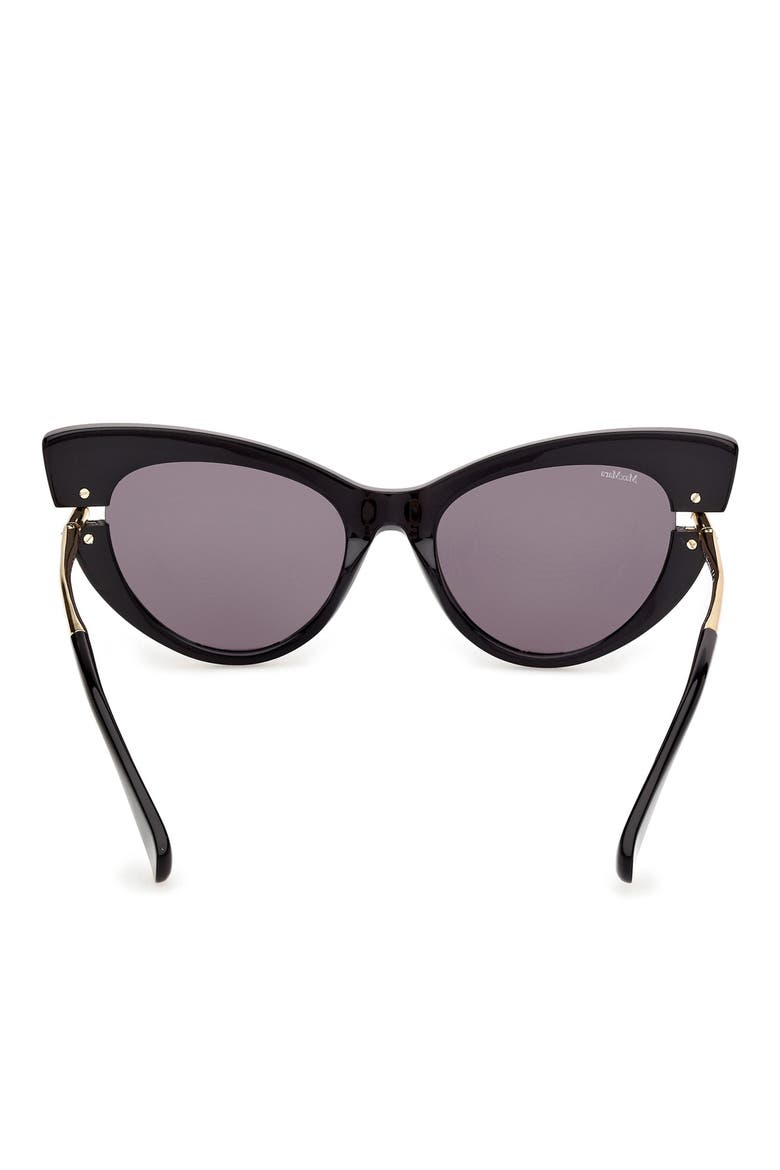 56mm Cat Eye Sunglasses, Alternate, color, SHINY BLACK GOLD / SMOKE