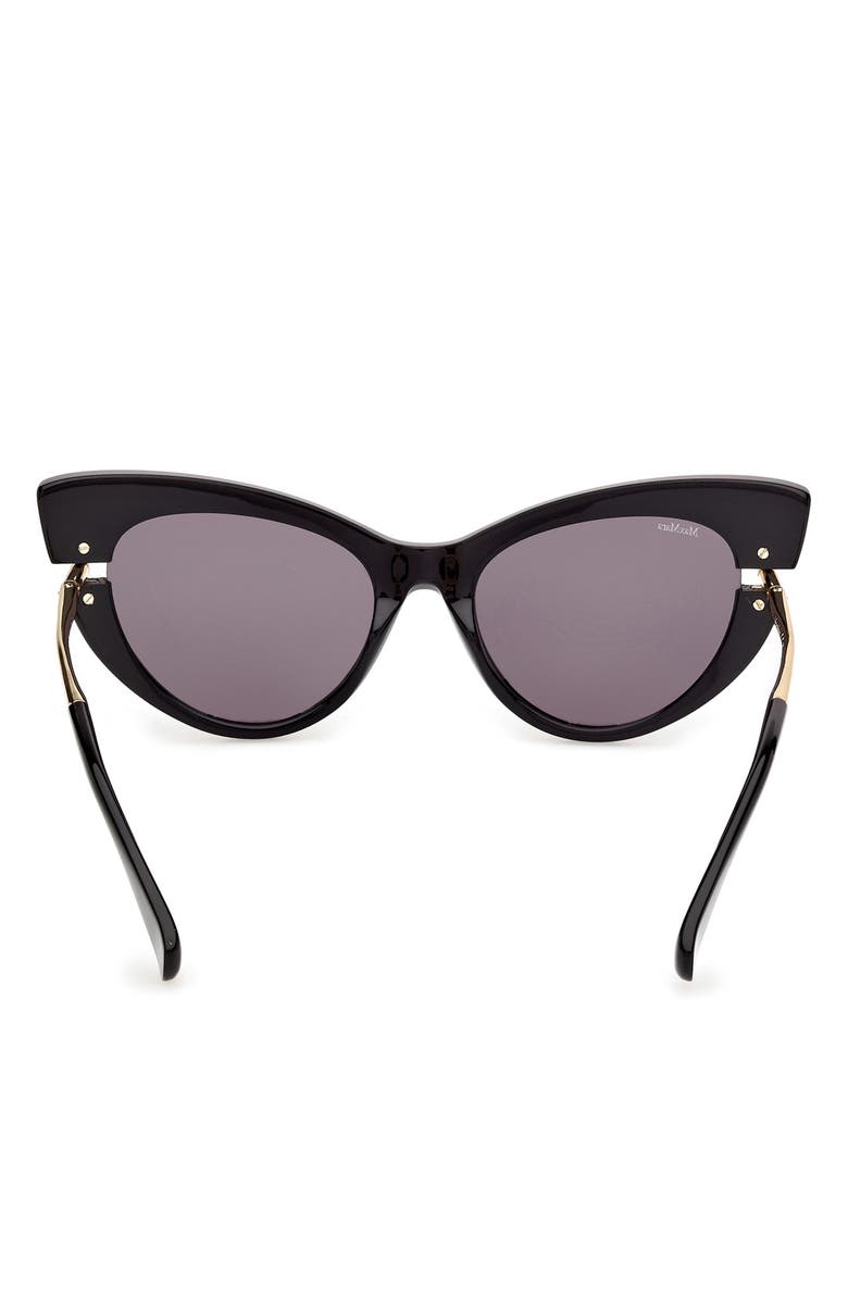Max Mara 56mm Cat Eye Sunglasses, Alternate, color, Shiny Black Gold / Smoke