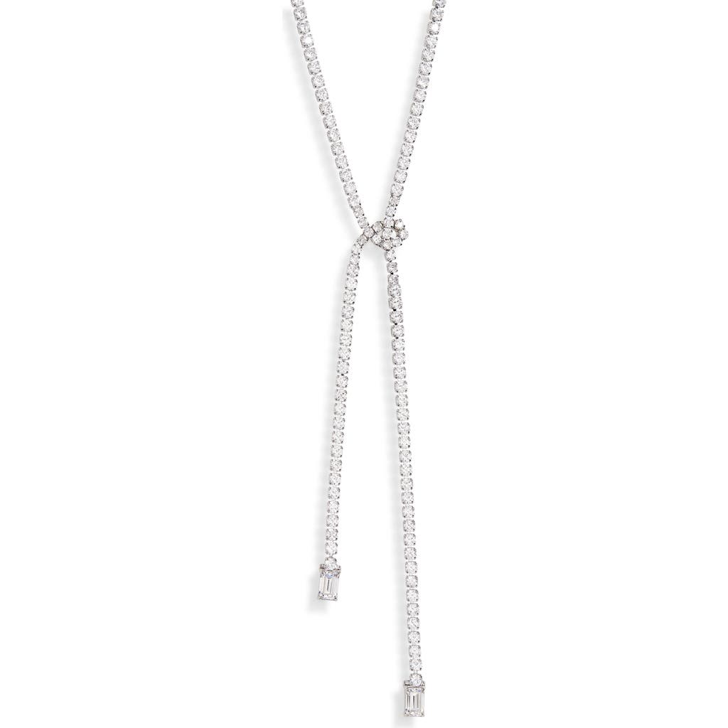 Nordstrom Cubic Zirconia Knotted Tennis Y-necklace In Metallic