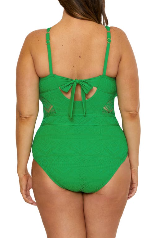 Becca Etc Plus Size Color Play Tummy-control One-piece Swimsuit In Green