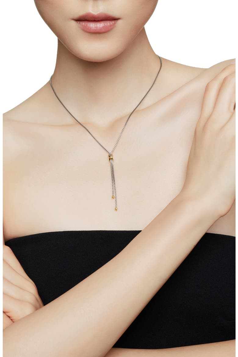 Petite X Lariat 18K Gold Y-Necklace, Alternate, color, SILVER/ YELLOW GOLD