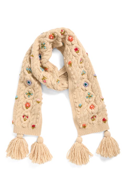 Narrow Cable Knit Scarf