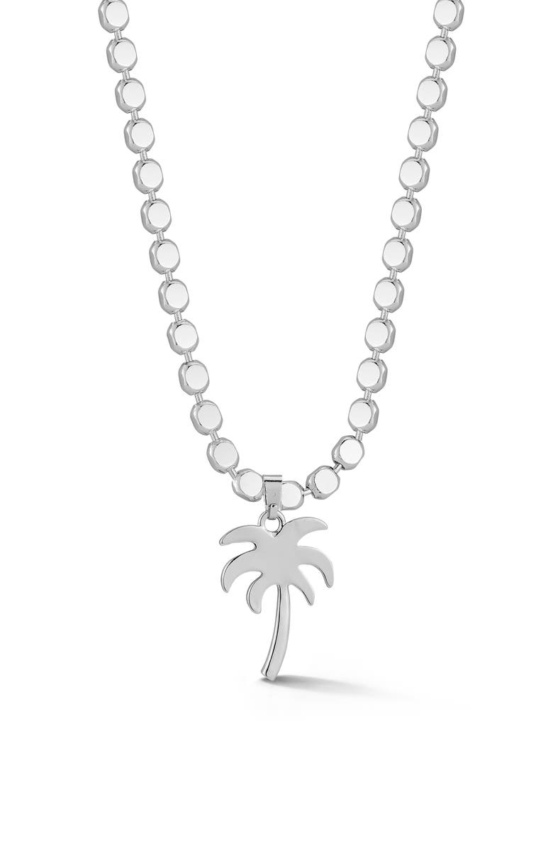 GLAZE JEWELRY Palm Tree Pendant Necklace, Main, color, Silver