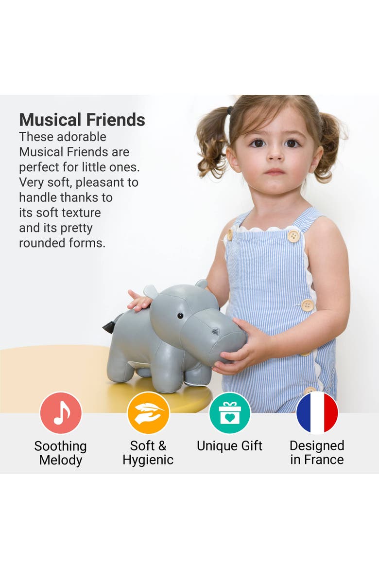 Musical Animals - Hippo, Plush Baby Music Box, Nursery Toy, Alternate, color, Grey